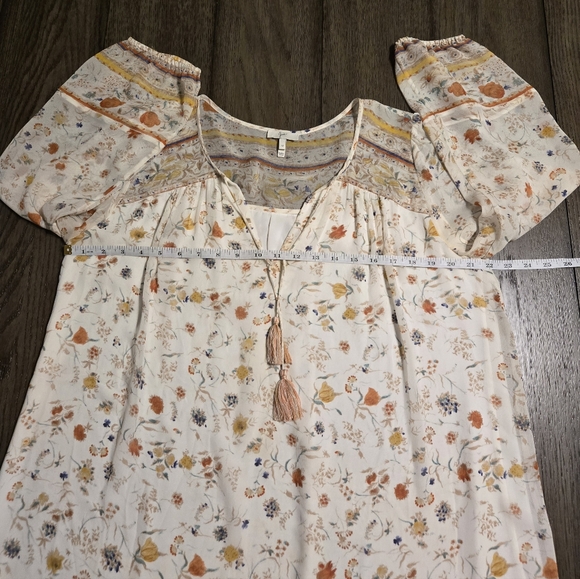 JOIE Silk Floral Print Dress - Vesta In White Orange Tan Size Medium - Picture 8 of 10